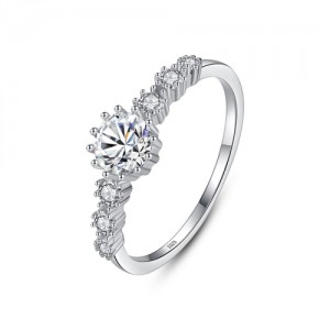 Fine Jewelry Wholesale Luxury Glaring Cubic Zirconia Women 925 Sterling Silver Wedding Ring