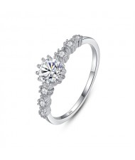 Fine Jewelry Wholesale Luxury Glaring Cubic Zirconia Women 925 Sterling Silver Wedding Ring