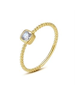 Fine Jewelry Wholesale Square Cubic Zirconia Twist Design Women 925 Sterling Silver Ring