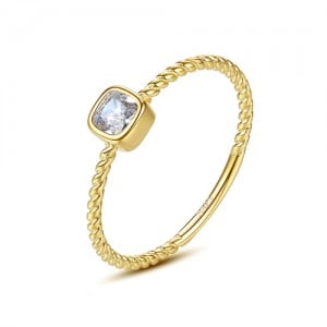 Fine Jewelry Wholesale Square Cubic Zirconia Twist Design Women 925 Sterling Silver Ring