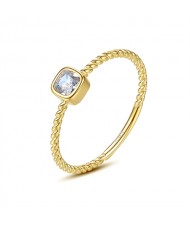 Fine Jewelry Wholesale Square Cubic Zirconia Twist Design Women 925 Sterling Silver Ring