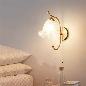 Nordic Modern French Style Home Light High Quality Glass Flower Design Wall Lamp