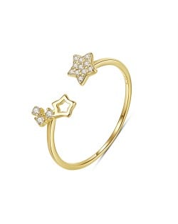 Bling Stars Open-end Design Fine Jewelry Wholesale Simple Women 925 Sterling Silver Ring