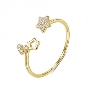 Bling Stars Open-end Design Fine Jewelry Wholesale Simple Women 925 Sterling Silver Ring