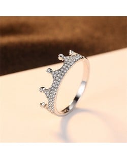 Fine Jewelry Wholesale Full Cubic Zirconia Crown Design Women 925 Sterling Silver Ring