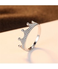 Fine Jewelry Wholesale Full Cubic Zirconia Crown Design Women 925 Sterling Silver Ring