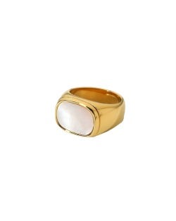 Titanium Steel Jewelry White Rectangle Wholesale Fashion Women Stainless Steel Ring