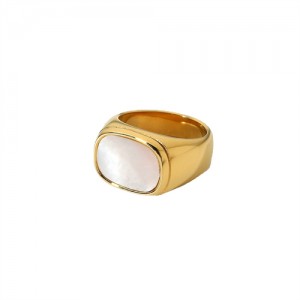Titanium Steel Jewelry White Rectangle Wholesale Fashion Women Stainless Steel Ring