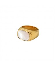 Titanium Steel Jewelry White Rectangle Wholesale Fashion Women Stainless Steel Ring