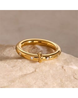 Titanium Steel Jewelry Wholesale U.S. Fashion Rhinestone Inlaid  Women Stainless Steel Ring
