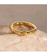 Titanium Steel Jewelry Wholesale U.S. Fashion Rhinestone Inlaid  Women Stainless Steel Ring