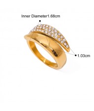 1 Piece Titanium Steel Jewelry Wholesale Popular Rhinestone Decorated Women Open-end Stainless Steel Ring