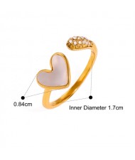 1 Piece Titanium Steel Jewelry Wholesale Popular Rhinestone Decorated Women Open-end Stainless Steel Ring