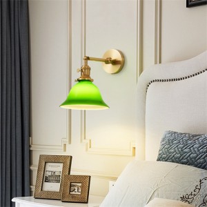 Retro French Style Home Light High Quality Copper Green Wall  Lamp