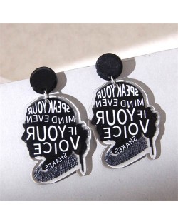 Alphabets Women Profile Design Acrylic Wholesale Dangle Costume Earrings
