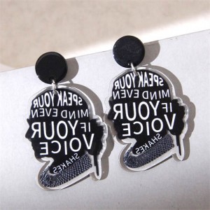 Alphabets Women Profile Design Acrylic Wholesale Dangle Costume Earrings