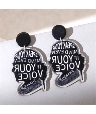 Alphabets Women Profile Design Acrylic Wholesale Dangle Costume Earrings