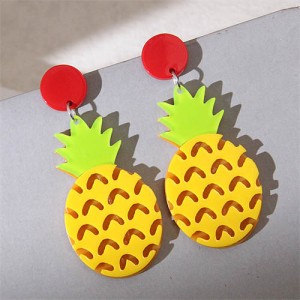 Cartoon Pineapple Design Acrylic Wholesale Women Dangle Costume Earrings