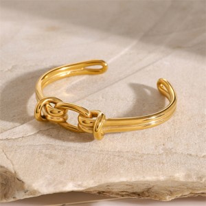 High Quality Titanium Steel Wholesale Jewelry Golden Knotted Design Women Stainless Steel Bangle