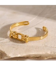High Quality Titanium Steel Wholesale Jewelry Golden Knotted Design Women Stainless Steel Bangle