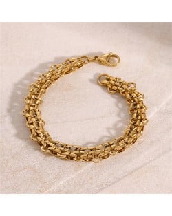 High Quality Titanium Steel Wholesale Jewelry Cuban Style Hollow-out Women Stainless Steel Bracelet