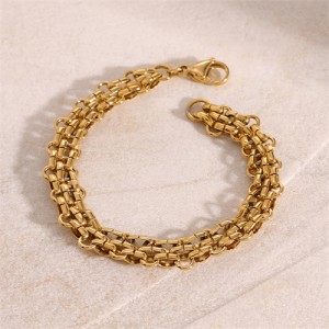 High Quality Titanium Steel Wholesale Jewelry Cuban Style Hollow-out Women Stainless Steel Bracelet