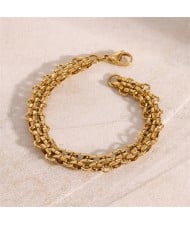 High Quality Titanium Steel Wholesale Jewelry Cuban Style Hollow-out Women Stainless Steel Bracelet