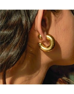 Titanium Steel Jewelry C Shape Design Wholesale Women Stainless Steel Stud Earrings - Golden