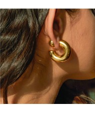 Titanium Steel Jewelry C Shape Design Wholesale Women Stainless Steel Stud Earrings - Golden