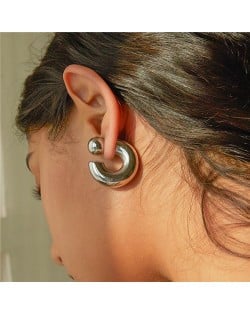 Titanium Steel Jewelry C Shape Design Wholesale Women Stainless Steel Stud Earrings - Silver