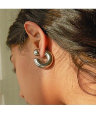 Titanium Steel Jewelry C Shape Design Wholesale Women Stainless Steel Stud Earrings - Silver