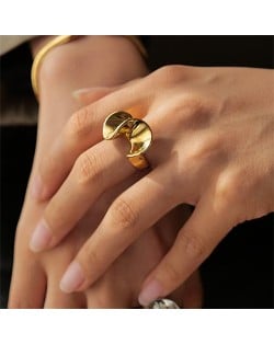 Titanium Steel Jewelry Wholesale Fashion Petal Molding Women Stainless Steel Ring - Golden