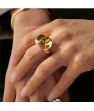 Titanium Steel Jewelry Wholesale Fashion Petal Molding Women Stainless Steel Ring - Golden