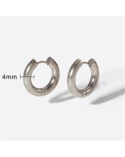 High Quality Titanium Steel Jewelry Wholesale Minimalist Small Circle Design Women Stainless Steel Hoop Earrings - Silver