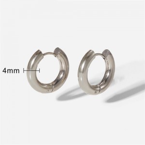 High Quality Titanium Steel Jewelry Wholesale Minimalist Small Circle Design Women Stainless Steel Hoop Earrings - Silver