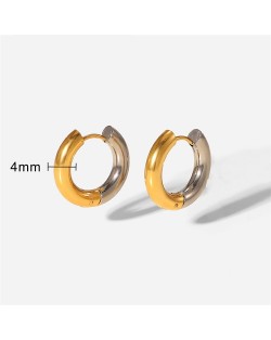 High Quality Titanium Steel Jewelry Wholesale Minimalist Small Circle Design Women Stainless Steel Hoop Earrings - Two-tone
