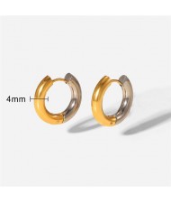 High Quality Titanium Steel Jewelry Wholesale Minimalist Small Circle Design Women Stainless Steel Hoop Earrings - Two-tone