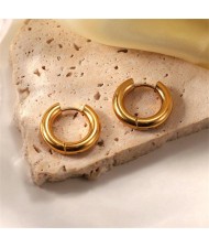 High Quality Titanium Steel Jewelry Wholesale Minimalist Small Circle Design Women Stainless Steel Hoop Earrings - Golden