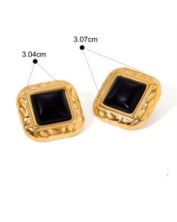 Vintage Titanium Steel Jewelry Wholesale Simple Square Women Stainless Steel Earrings