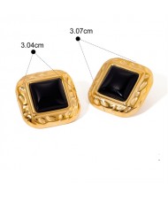 Vintage Titanium Steel Jewelry Wholesale Simple Square Women Stainless Steel Earrings