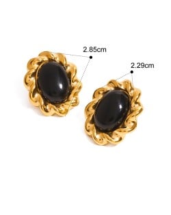 Vintage Titanium Steel Jewelry Wholesale Lacework Oval Women Stainless Steel Earrings