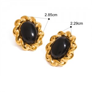 Vintage Titanium Steel Jewelry Wholesale Lacework Oval Women Stainless Steel Earrings