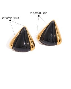 Fashion Titanium Steel Jewelry Wholesale Black Triangle Women Stainless Steel Earrings