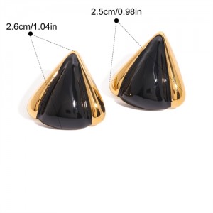 Fashion Titanium Steel Jewelry Wholesale Black Triangle Women Stainless Steel Earrings