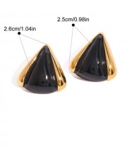 Fashion Titanium Steel Jewelry Wholesale Black Triangle Women Stainless Steel Earrings