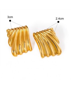Fashion Titanium Steel Jewelry Wholesale Shell Design Rectangle Women Stainless Steel Earrings