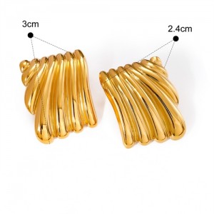 Fashion Titanium Steel Jewelry Wholesale Shell Design Rectangle Women Stainless Steel Earrings