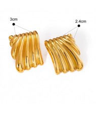 Fashion Titanium Steel Jewelry Wholesale Shell Design Rectangle Women Stainless Steel Earrings