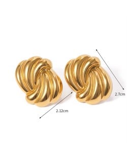 Fashion Titanium Steel Jewelry Wholesale Knotted Design Women Stainless Steel Earrings