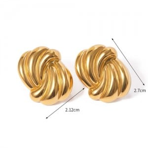 Fashion Titanium Steel Jewelry Wholesale Knotted Design Women Stainless Steel Earrings